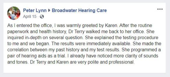 Broadwater Hearing Care testimonial